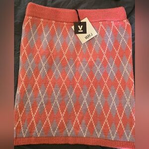 Very J Pink and Lavender Argyle Pencil Sweater Skirt
